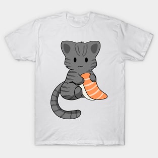 Grey Tabby Cat with Sushi T-Shirt